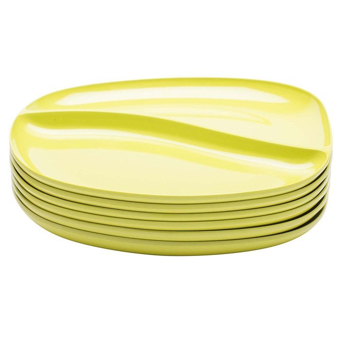 Zak! Designs Moso Divided Plate, 100% Natural Materials and BPA-free, 10.5", Rye, Set of 6 N16