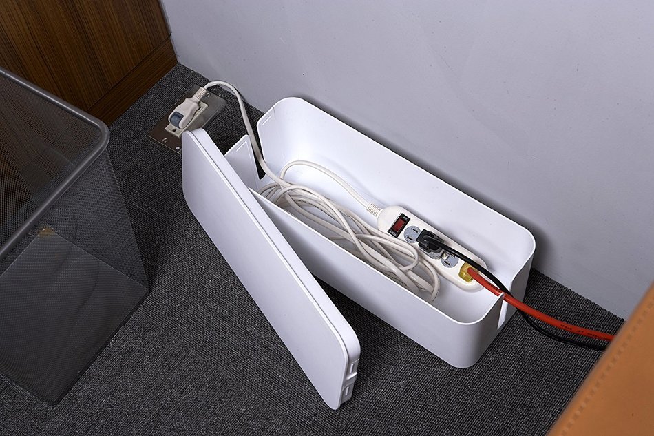 Cable Management Box Organizer Storage No Clutter - Hide Your Power Strips, Surge Protectors, Cords, Wire Ties... N4