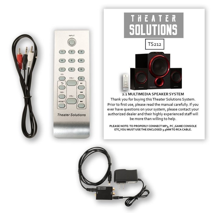 Theater Solutions TS212 Powered 2.1 Speaker System Multimedia with Optical Input