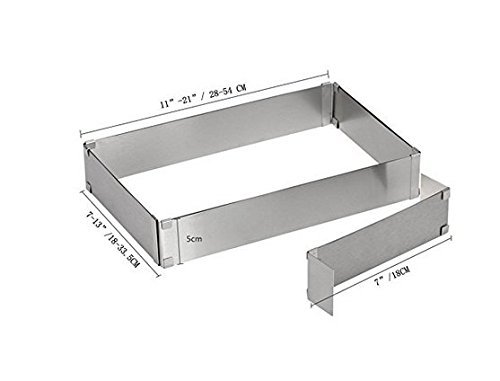 MorningRising 11-21" / 28cm-54cm Big Size Adjustable Rectangle Scalable Mousse Cake Ring Baking Mold Stainless... N3