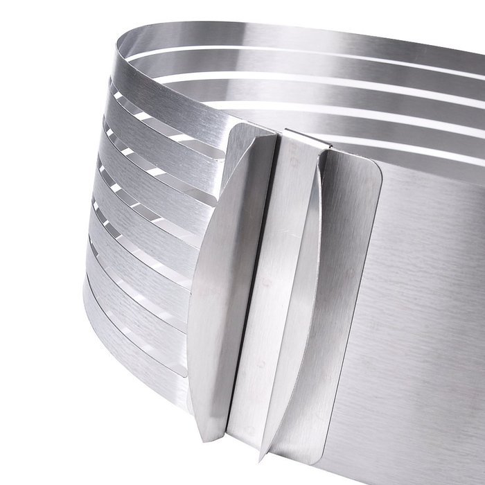INHDBOX Adjustable Stainless Steel Mousse Mould Layer Cake Slicer with 1 Pcs Cake Knife (Silver) N2