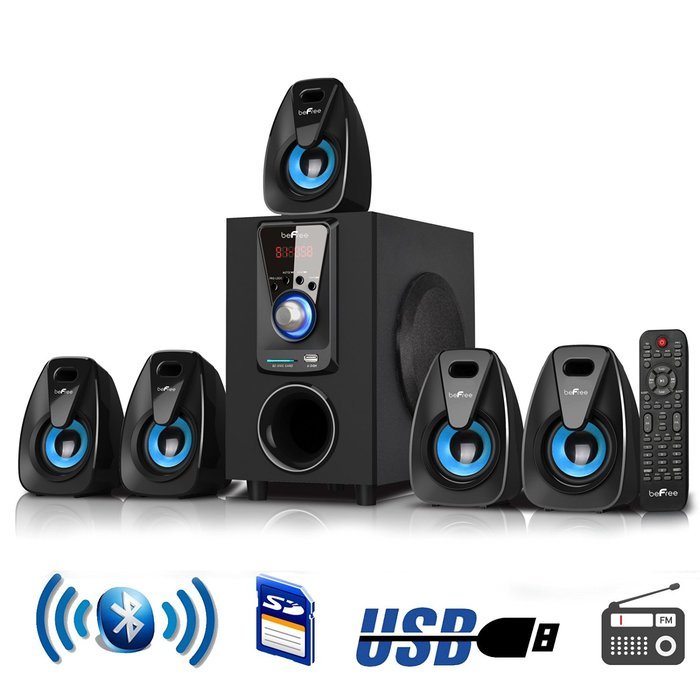 beFree Sound 5.1 Channel Bluetooth Home Stereo System -Blue N3