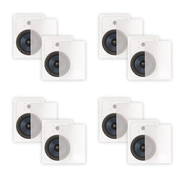 Blue Octave BDW82 In Wall 8" Speakers 2 Way Home Theater Surround Sound 4 Pair Pack