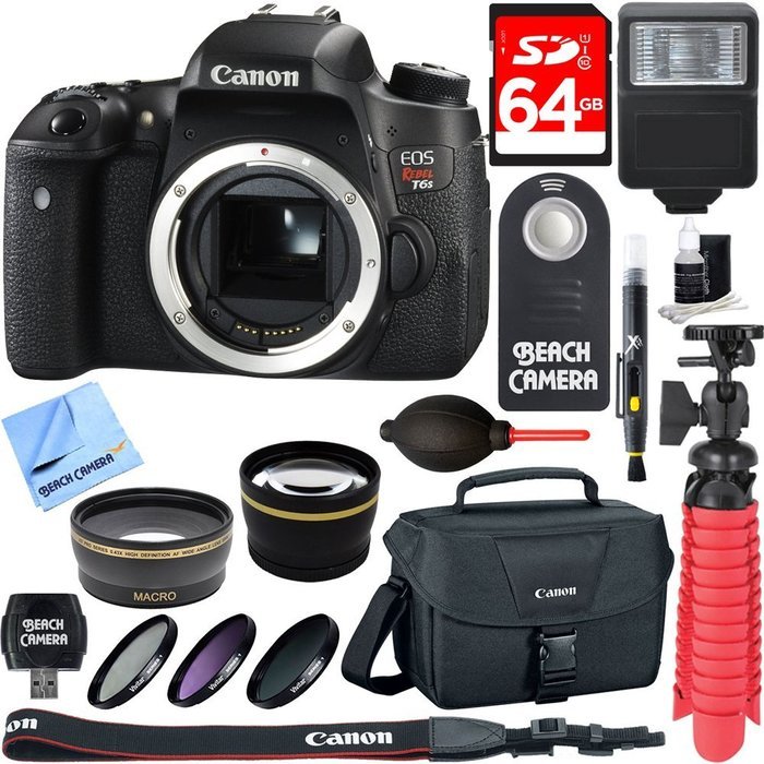Canon EOS Rebel T6s Digital SLR Camera Body + Accessory Bundle 64GB SDXC Memory + DSLR Photo Bag + Wide Angle... N7