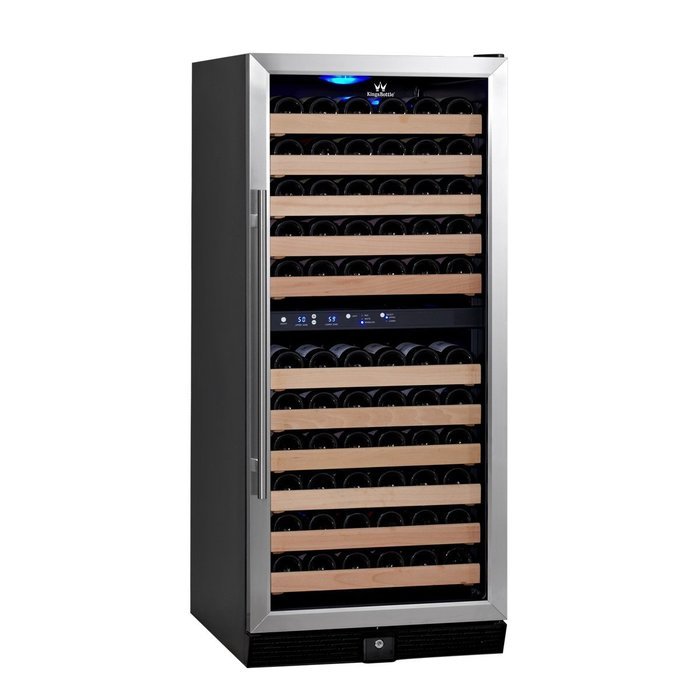 KingsBottle 46 Bottle Dual Zone Wine Cooler, Stainless Steel with Glass Door