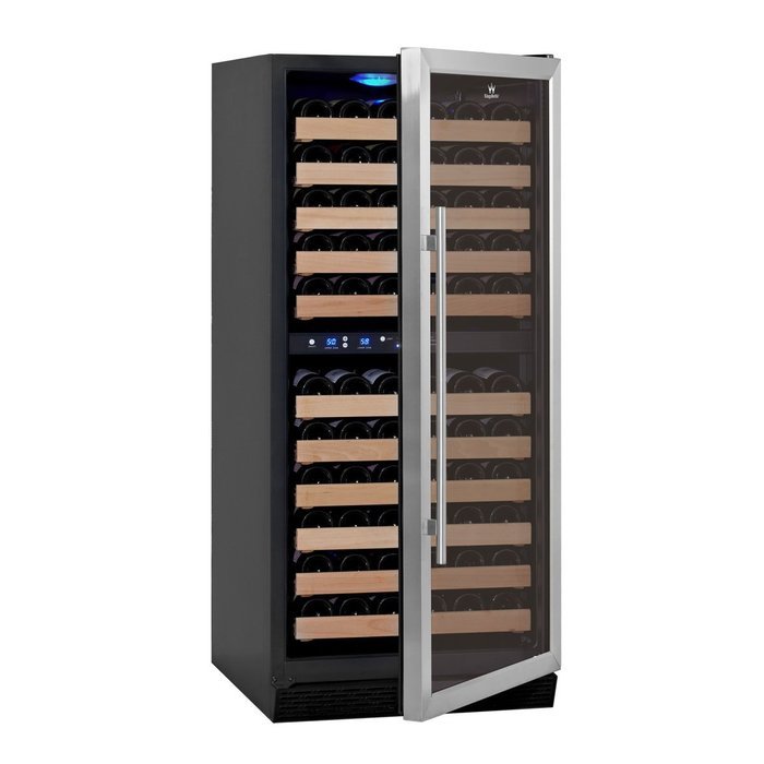 KingsBottle 46 Bottle Dual Zone Wine Cooler, Stainless Steel with Glass Door N2