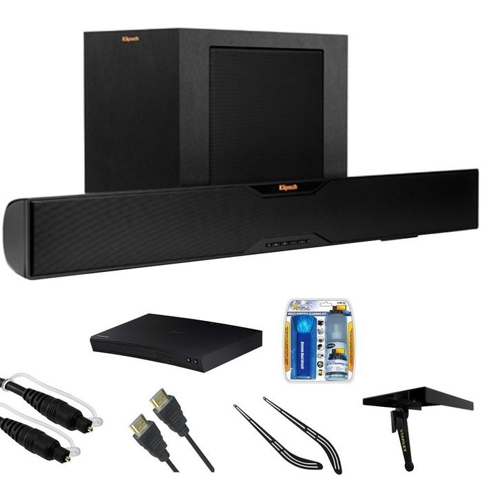 Klipsch Bluetooth Soundbar With Wireless Subwoofer (R-10B) Blu-ray Player, 6ft Audio Cable, TV/LCD Screen Cleaning...
