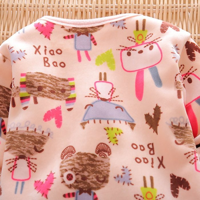 Yaheeda Kids Children Plush Cotton Pajamas T-Shirt and Open-crotch Pants Suit N6
