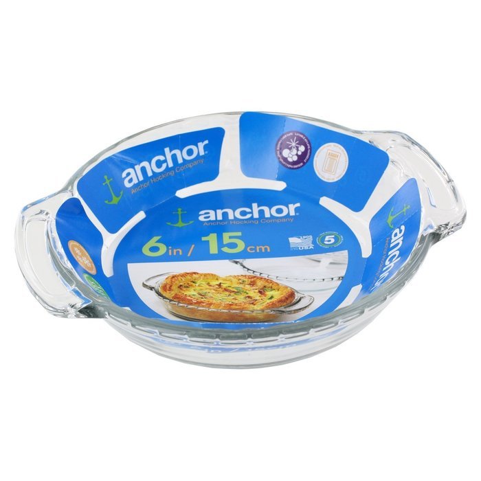 Anchor Hocking 91814 6" Clear Glass Pie Plate, Set of 2