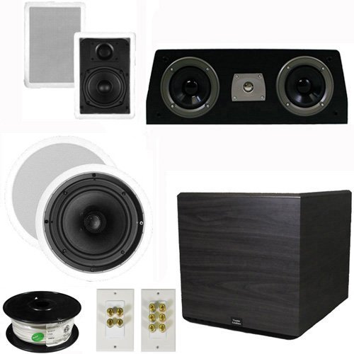 Theater Solutions 5.1 Home Theater 4 Speaker Set with Center, 15" Powered Sub and More TS5W6CC51SET8