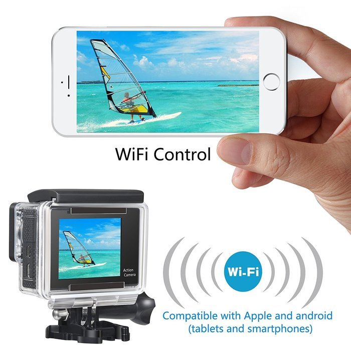2.0'TFT LCD+0.95'OLED Status Dual Screen Full HD 1080p 12MP WIFI Sport Camera 170&deg;Wide-angle Glass Lens Waterproof... N4