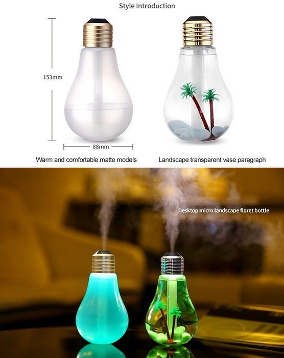 XDOBO Mini Cool Mist Humidifier with Bulb Shape,400ml Bulb Shape Colorful LED Night Lights Desktop Mist Humidifier... N3