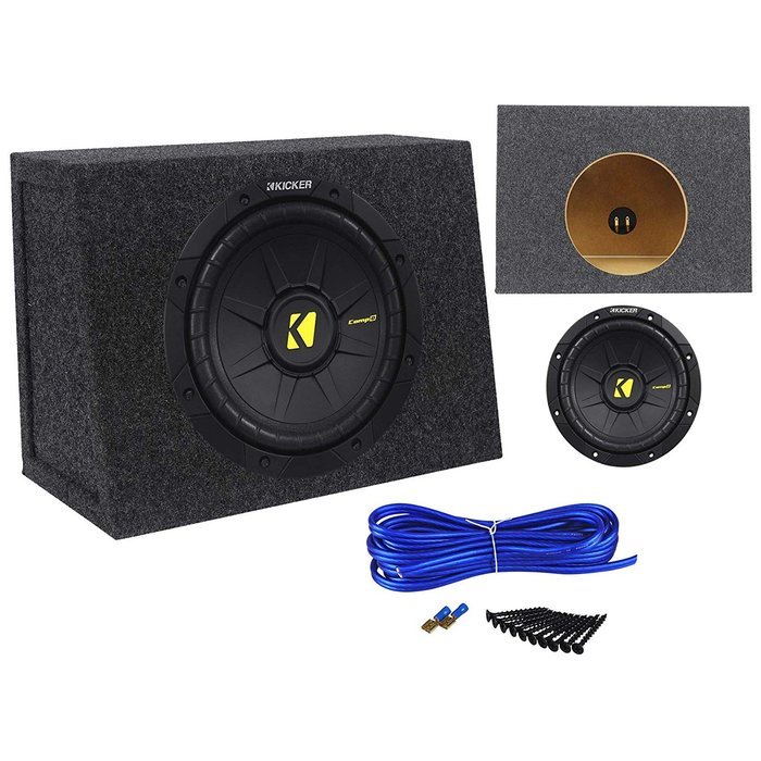 Kicker 40CWD84 CompD 8" 400W 4-Ohm DVC Car Audio Subwoofer+Sealed Sub Enclosure N2
