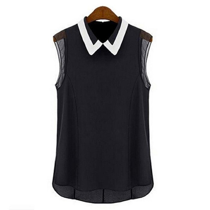 Banggood Gilrs Sleeveless Vintage Sheer Tops Lace Shirt Chiffon Blouse N3