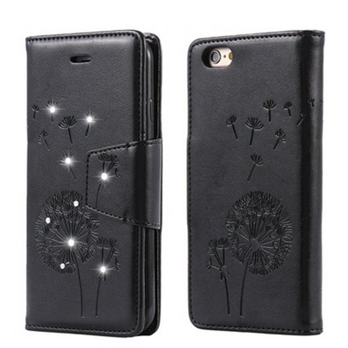 iPhone 6/6S 3D Handmade Diamond Case-Auroralove Gold Bling PU Leather Lovely Dandelion Credit Card Kickstand Flip... N7