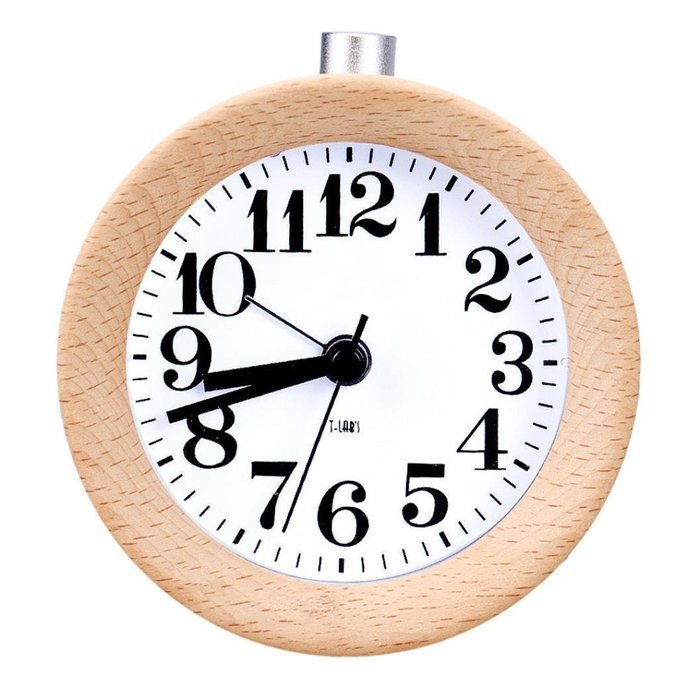 DZT1968 Round Wooden Silent Alarm Clock With Night Light