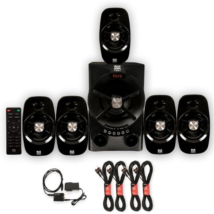 Blue Octave B54 Home Theater 5.1 Bluetooth Speaker System with Optical Input FM USB and 4 Ext. Cables