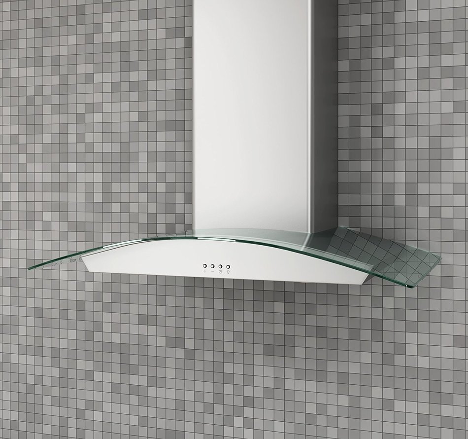 Ancona GC430 Glass Canopy 400 CFM Wall Mount Range Hood, 30-Inch N6