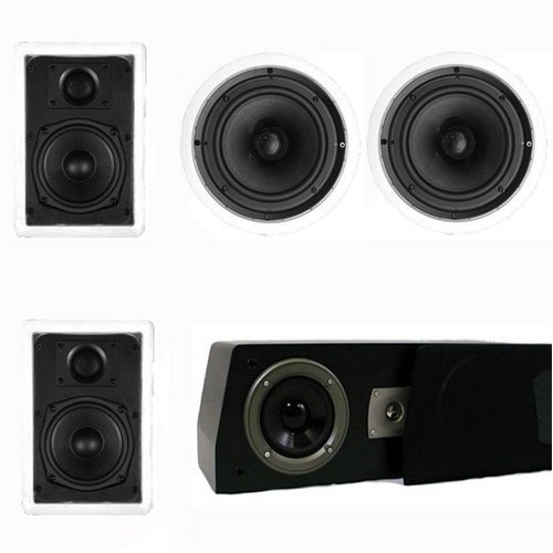Theater Solutions 5.1 Home Theater 4 Speaker Set with Center, 15" Powered Sub and More TS5W6CC51SET8 N2