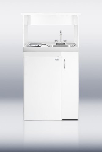 Summit C301GLASS: 30 inch wide All-In-One Combination Kitchen with two smoothtop electric burners, manual defrost... N5