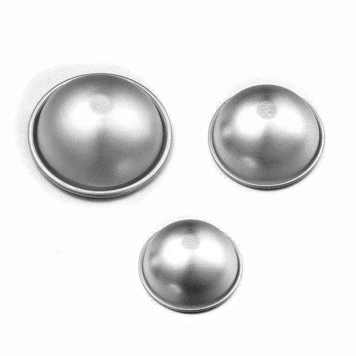 Shopline Aluminum Ball Sphere Bath Bomb Mold Cake Pan Baking Pastry Mould, 1 Ball (Include 2 Pcs) (L(2.561.2inch))