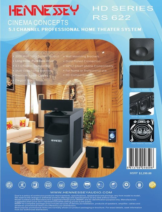 Hennessey Surround Sound Professional Theater Systems RS 622