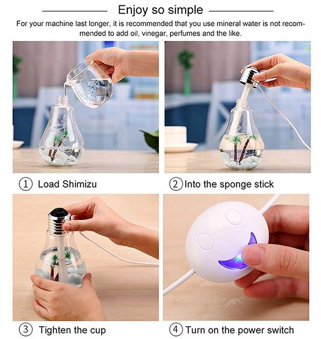XDOBO Mini Cool Mist Humidifier with Bulb Shape,400ml Bulb Shape Colorful LED Night Lights Desktop Mist Humidifier... N8