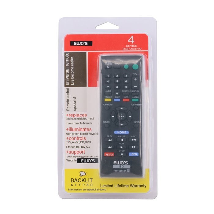 EWO'S Blu Ray New Rays Remote RMT-B119A for Sony OEM DVD Players N4