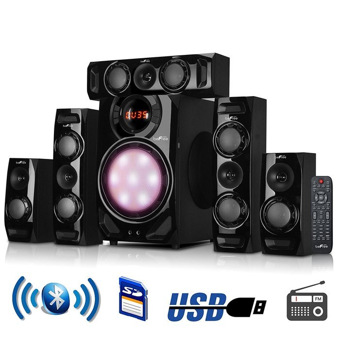beFree Sound 5.1 Channel Surround Sound Bluetooth Speaker System in Black N8