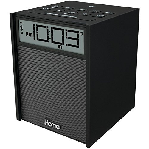 IHOME IBN180B Rubberized Dual Alarm Clock Radio with Bluetooth(R) & USB (Black)