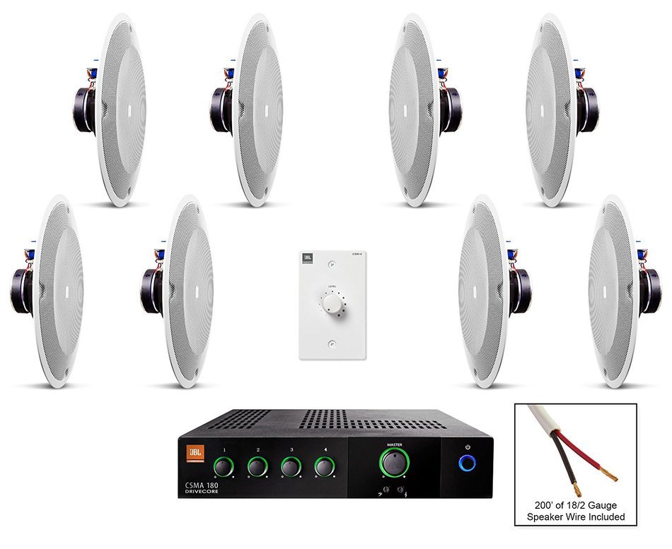 JBL 8138 In-Ceiling Loudspeaker Bundle with JBL CSMA 180 Mixer Amplifier and Accessories - Restaurant Sound System... N3