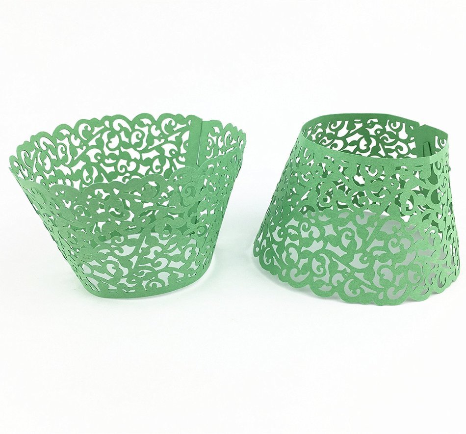 Yansanido 12 set pink Filigree Artistic Bake Little Vine Lace Laser Cut Cupcake Wrapper Cup Muffin Case Trays... N32