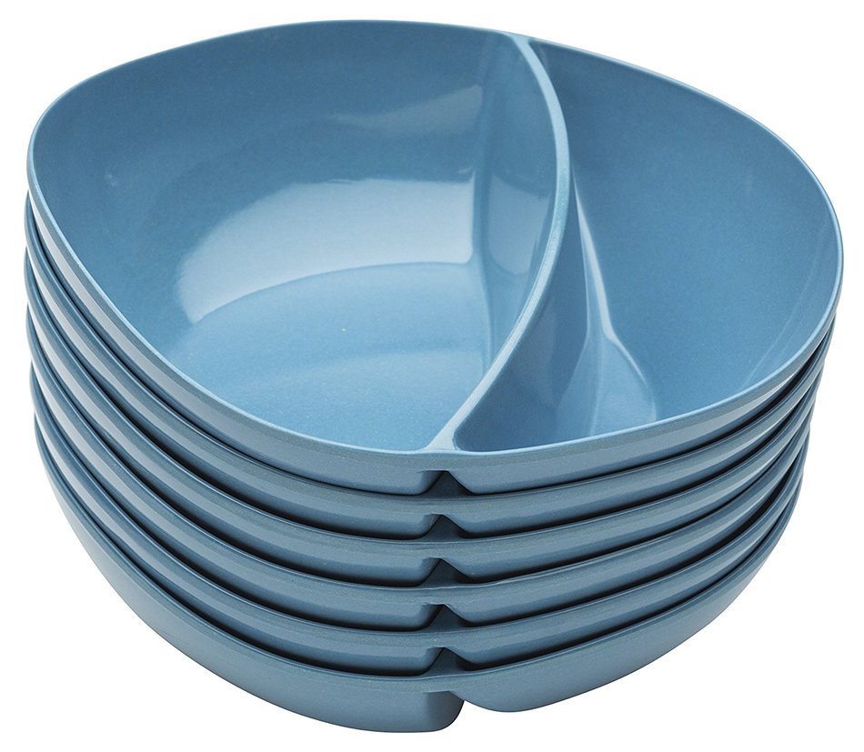 Zak! Designs Moso Divided Plate, 100% Natural Materials and BPA-free, 10.5", Rye, Set of 6 N23