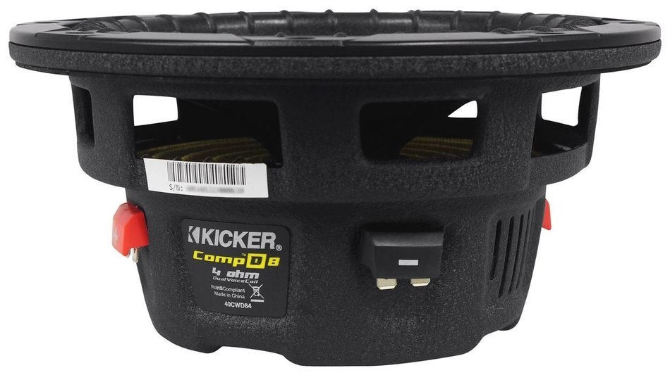Kicker 40CWD84 CompD 8" 400W 4-Ohm DVC Car Audio Subwoofer+Sealed Sub Enclosure N4