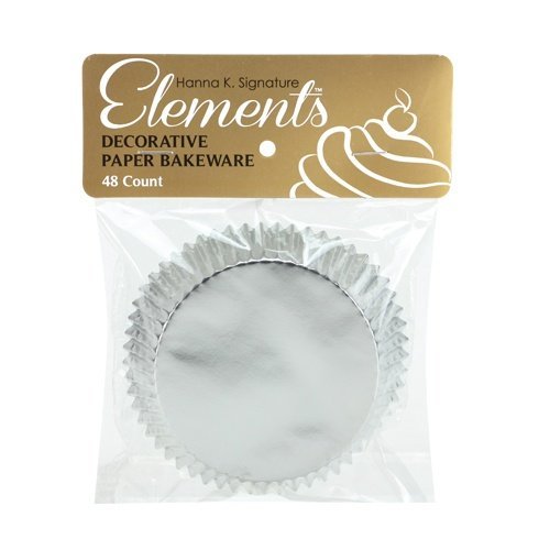Hanna K. Signature 48 Count Elements Self-Standing Foil Baking Cups, 3", Silver