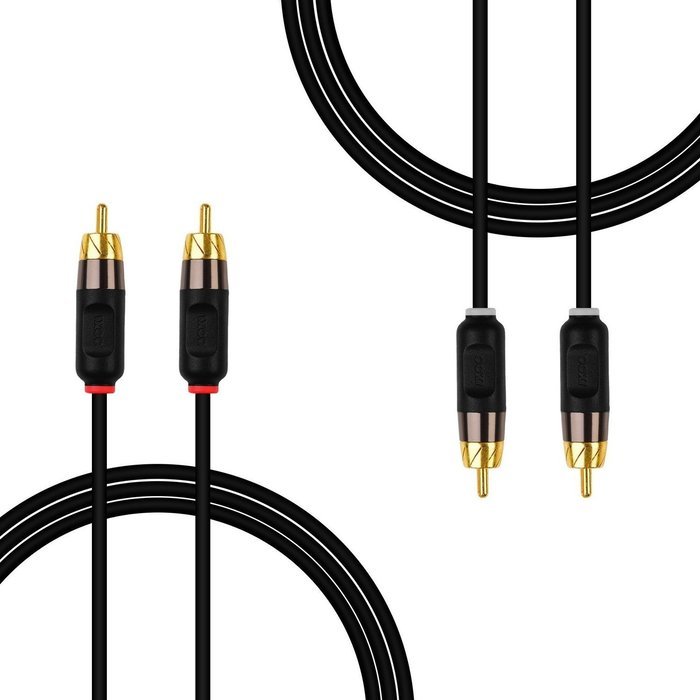 RCA Cable, iXCC 2pc 6ft Dual Shielded Gold-Plated RCA Male to RCA Male Stereo Audio Cable Connectors N5