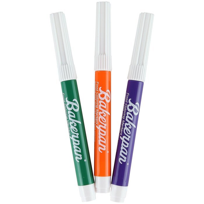 Bakerpan Food Coloring Markers, Standard Tip, Secondary Colors Orange Green & Purple, Set of 3