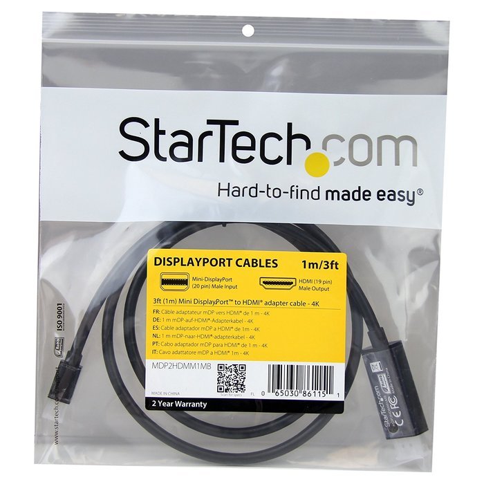 StarTech.com MDP2HDMM1MB Mini DisplayPort to HDMI Converter Cable, 3-Feet N14