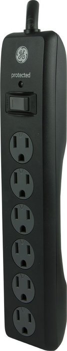 GE 14014 6-Outlet General Purpose Surge Protector, 800 Joules, 8ft Cord, White, with Twist to Lock Safety Covers... N9
