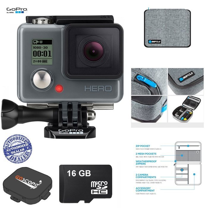 GoPro HERO Action Camera with 16GB and GoPole Venturecase Weatherproof Softcase N3