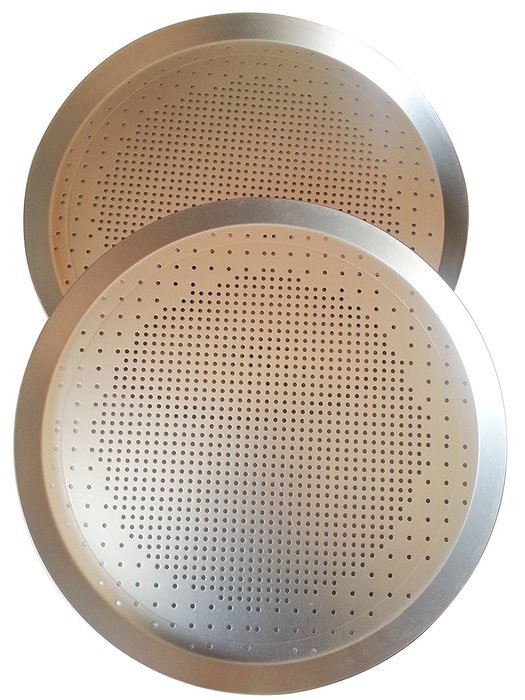 Carlson PFS12P Perforated Thin 12 inch Aluminum Pizza Pan, 2-Piece Set N3