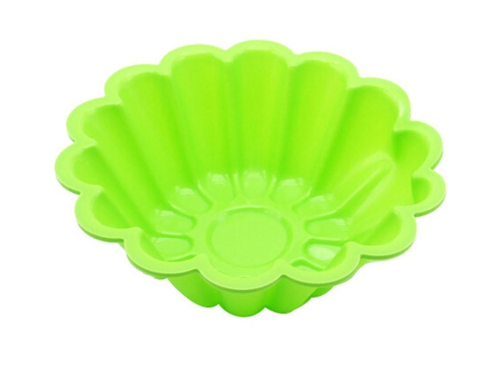 Bestwoohome Silicone French Cake Pans 8 Inch Non Stick Heat Resistant Flower Baking Molds (Green) N2