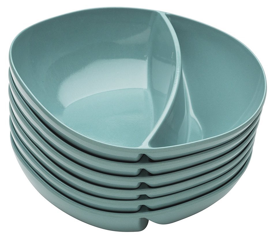 Zak! Designs Moso Divided Plate, 100% Natural Materials and BPA-free, 10.5", Rye, Set of 6 N30