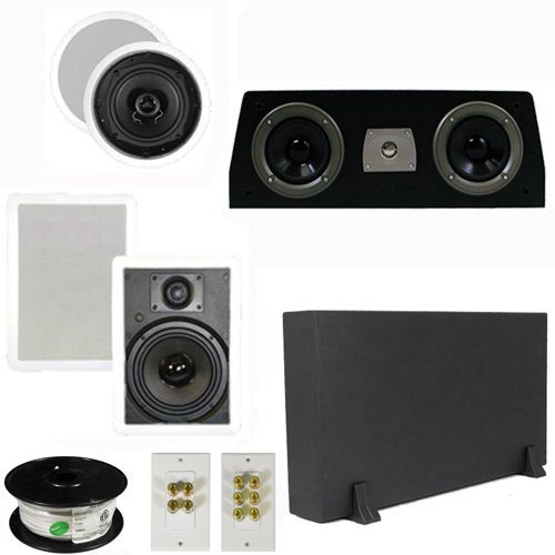 Theater Solutions 5.1 Home Theater 4 Speakers Set with Center, 8" Powered Sub and More TS5C6WC51SET1
