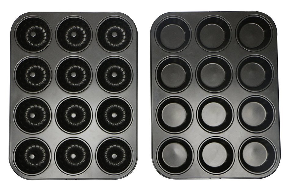 Webake 2-Pack 12 Cavity Mini Bundt Cake Pan and 12 Cavity Muffin Pan,Non-stick N4