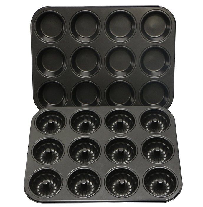 Webake 2-Pack 12 Cavity Mini Bundt Cake Pan and 12 Cavity Muffin Pan,Non-stick N5