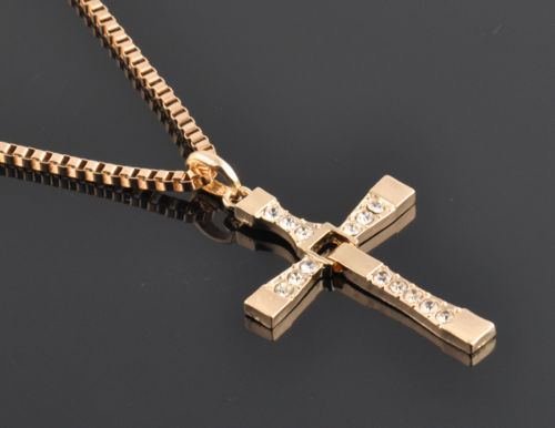 THE FAST & The FURIOUS Dominic Toretto's CROSS PENDANT 26" Gold Necklace FASHION N3