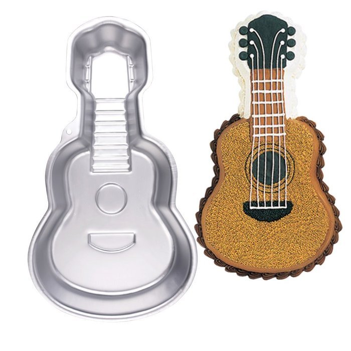 inkint Nonstick Aluminum Alloy Guitar Shape Cake Molds Novelty Cake Baking Pan Fondant Cake Shaping Mold Pan for... N7