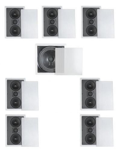 7.1 Home Theater Flush Inwall Speaker Package- Seven Inwall Dual 5.25" 2-way LCR Speakers and One 10" Inwall Subwoofer
