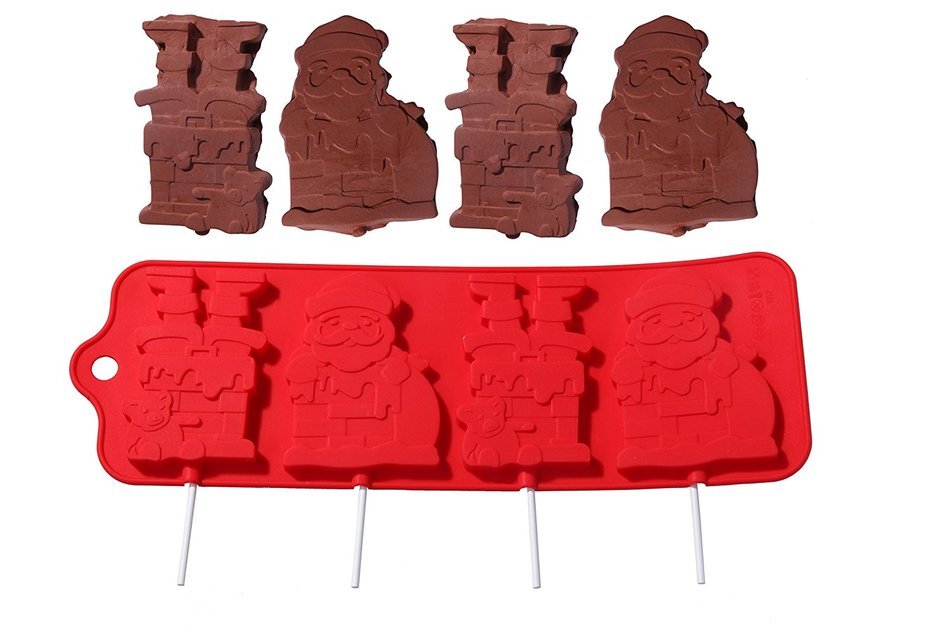 Juvale Silicone Christmas Holiday Chocolate Lollipop Sucker Mold Set Hard Candy Heat Resistant Includes 100 Lollipop... N2